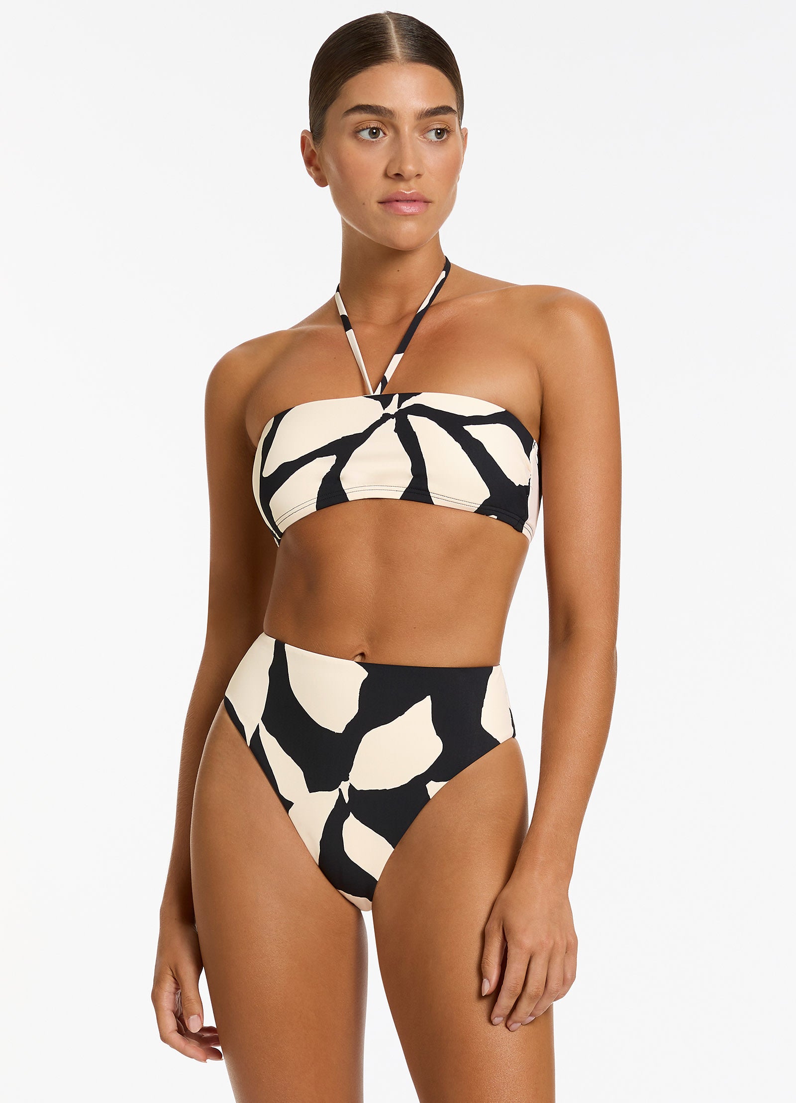 High waisted shops high leg black bikini bottoms