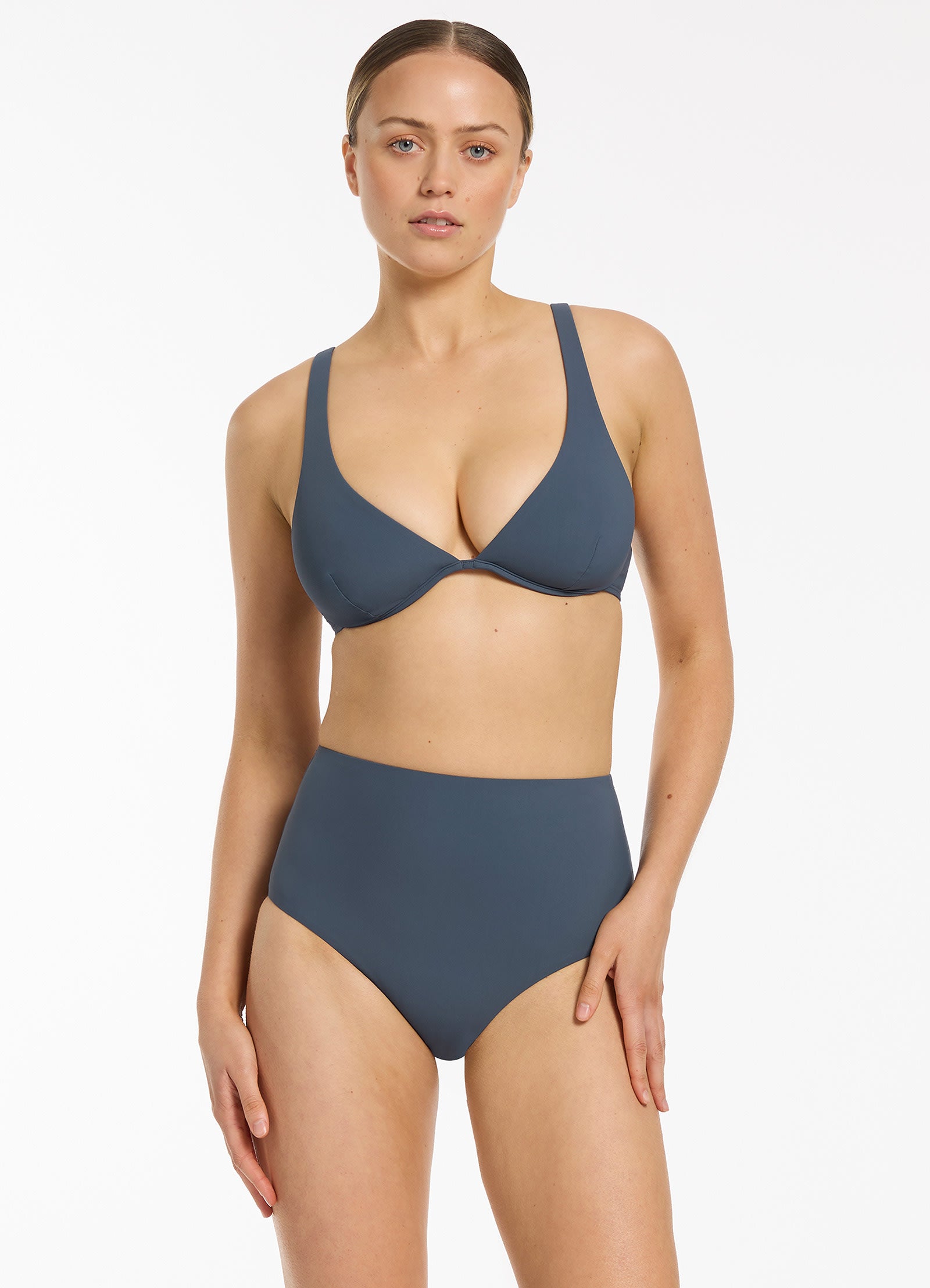 Jetset D DD Underwire Triangle Bikini Top Steel Blue