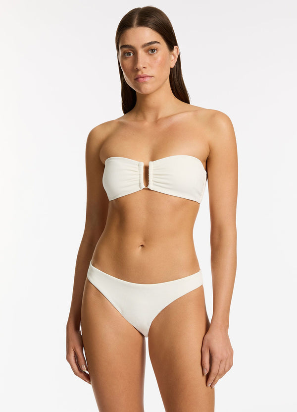 Isla Rib U Trim Bandeau Bikini Top - Cream