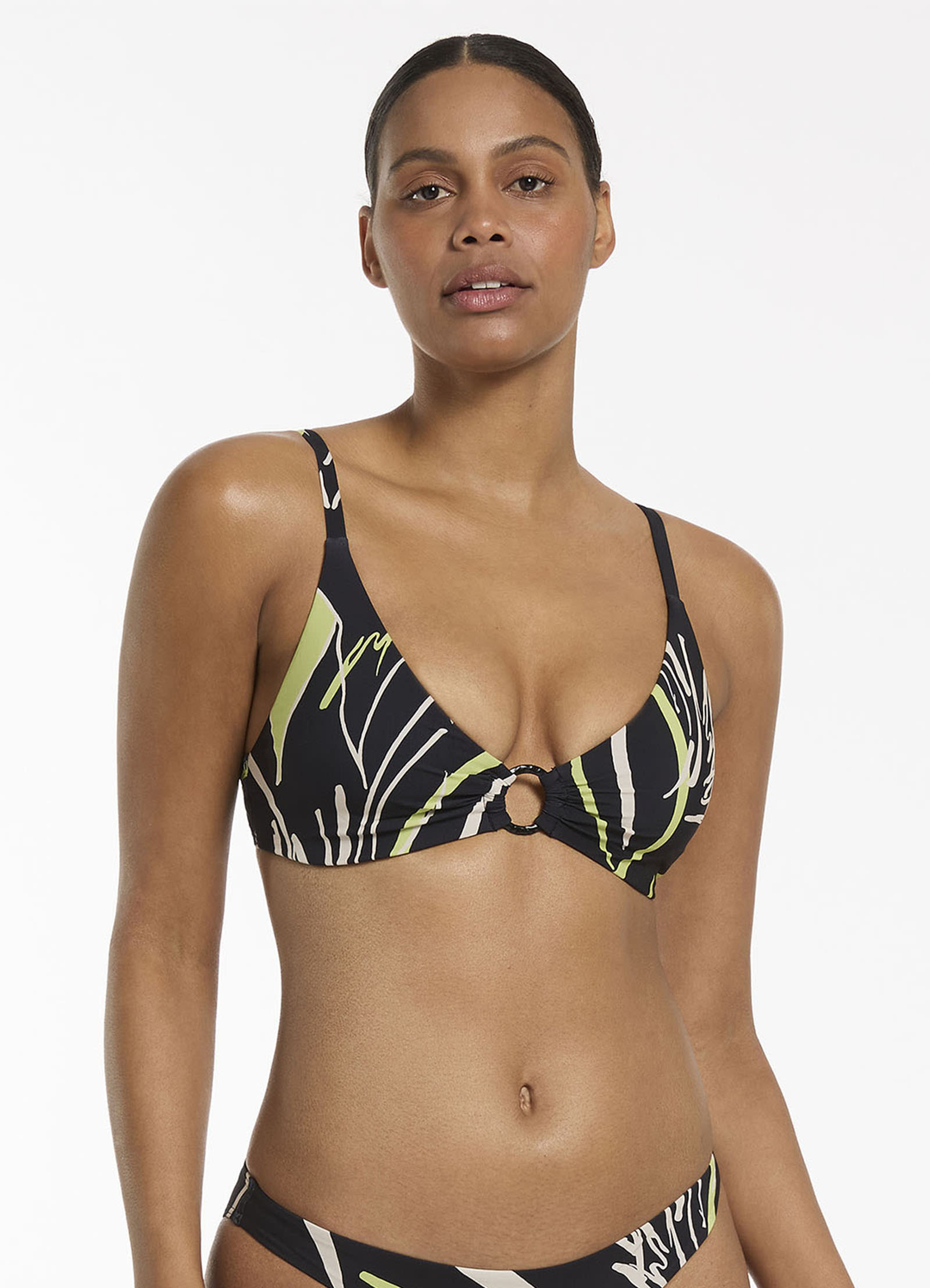 Catalina C E Ring Triangle Bikini Top Black Seafolly US