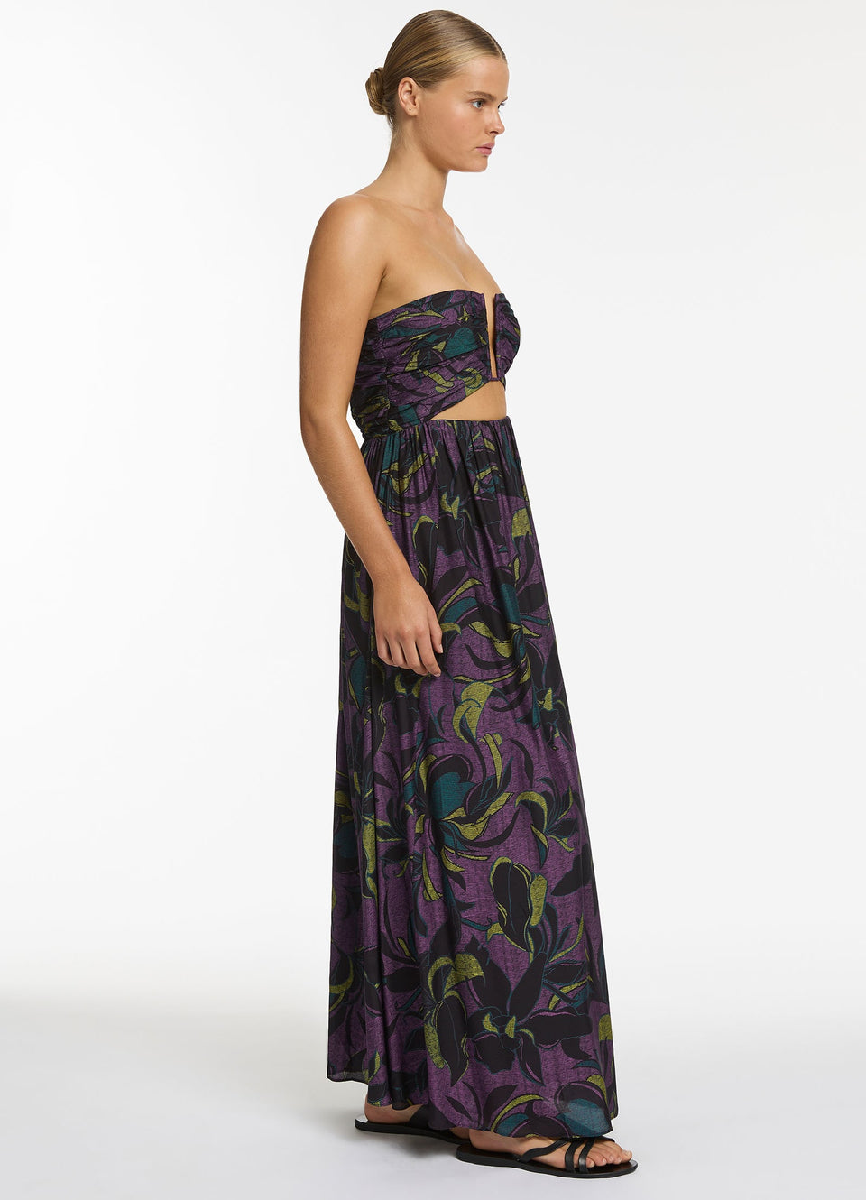 Silk Rib Strapless Midi Dress