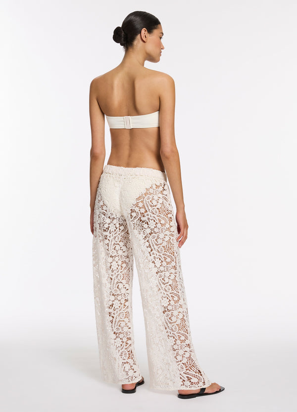 Velana Lace Wide Leg Pant - Cream