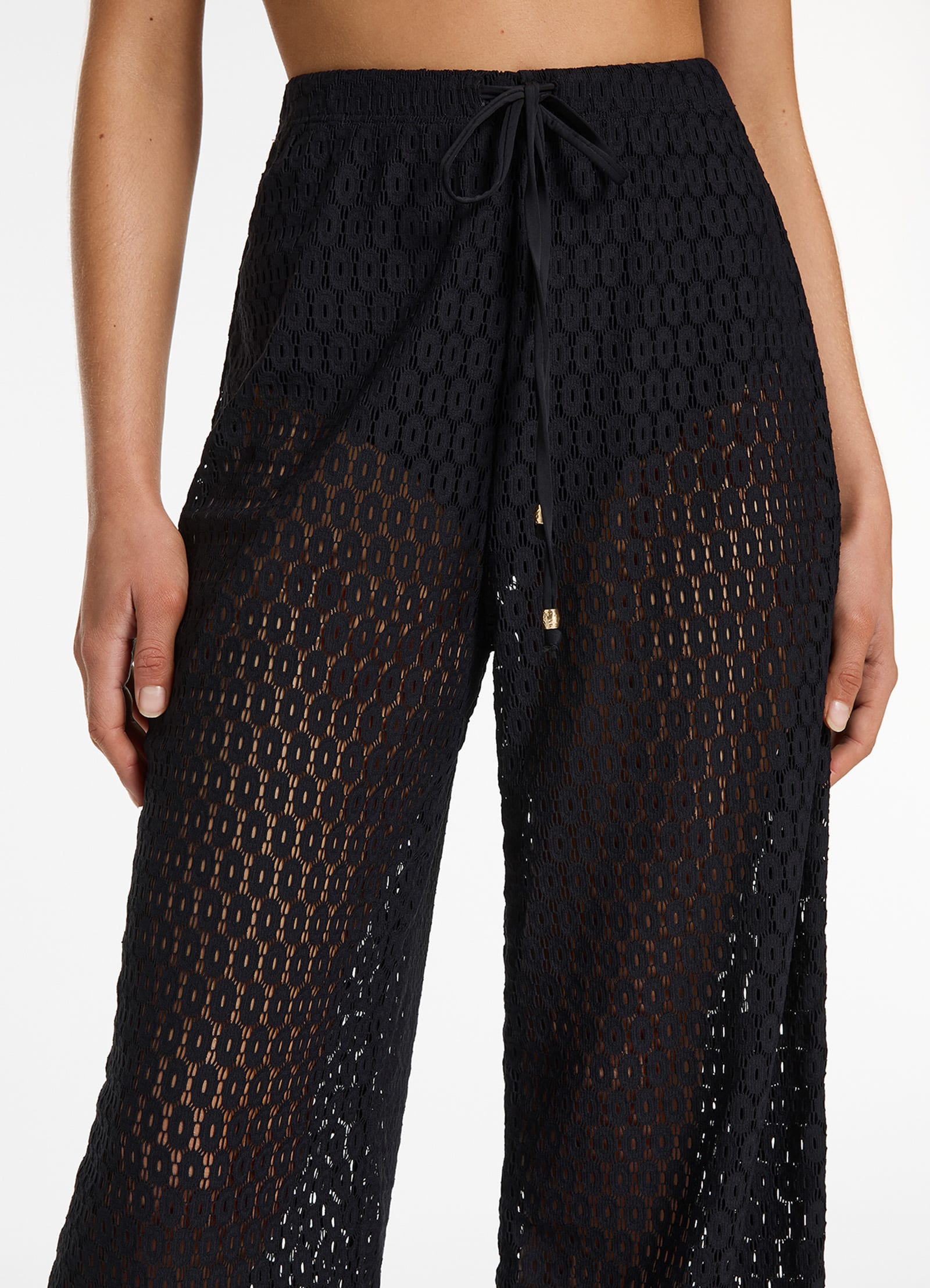 Spangle Lace Short Pants ブラック black Crush Belted Lace Pant Black Online | Zimmermann