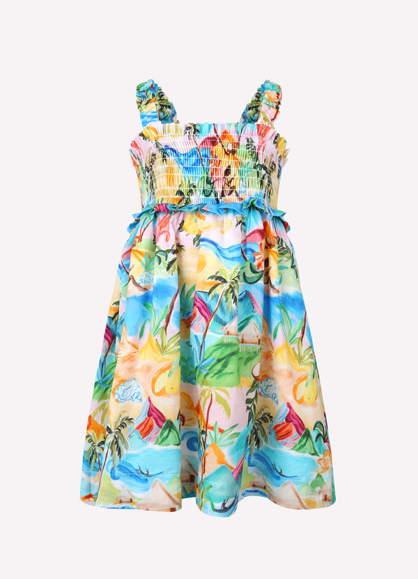 Yardage Shirred Dress - South Pacific