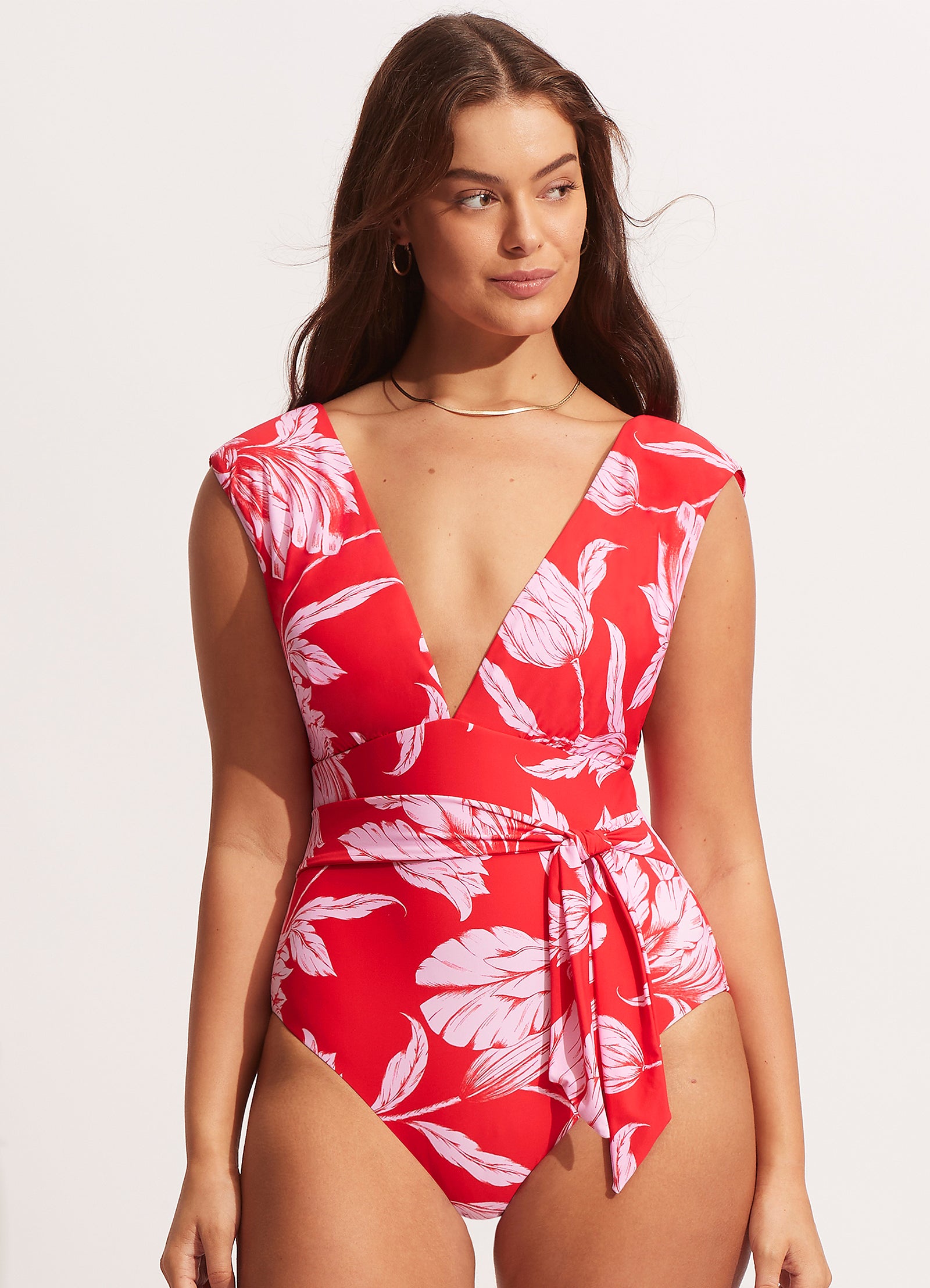 Fleur de Bloom V Neck One piece Chilli Red Seafolly US