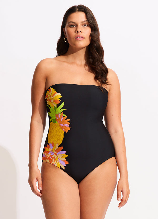 Summer Salt Bandeau One Piece - Black