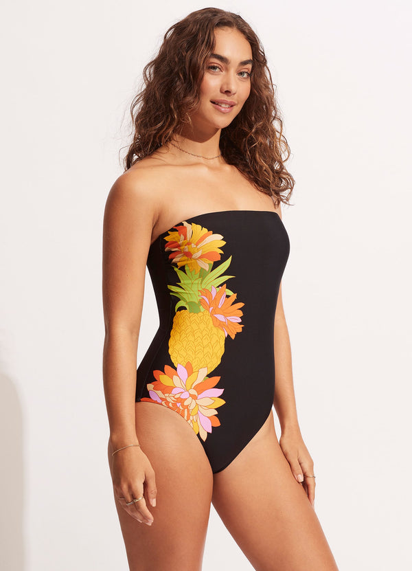 Summer Salt Bandeau One Piece - Black