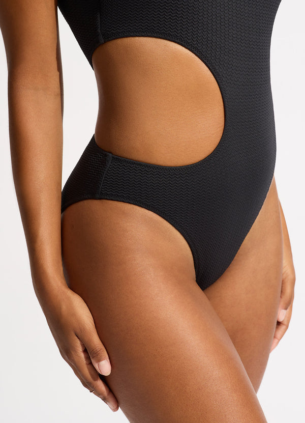 Sea Dive Cut-Out One Piece - Black