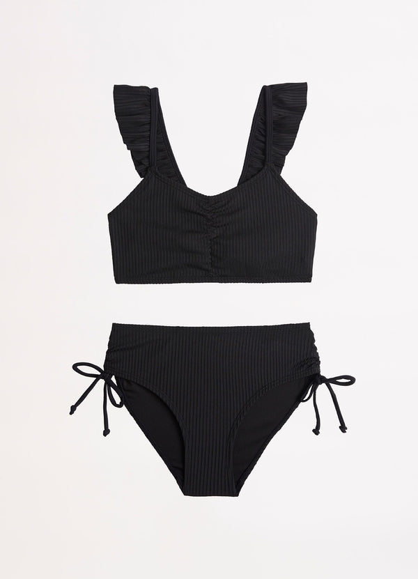 Girls Ruffle Bikini  - Black