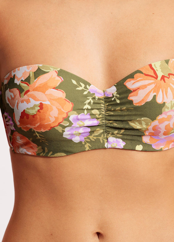 Paradise Garden Bustier Bandeau - Avocado