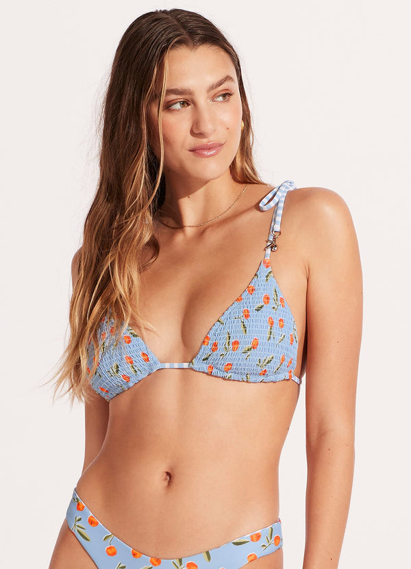 Summer Crush Shirred Reversible Slide Tri Top - Powder Blue