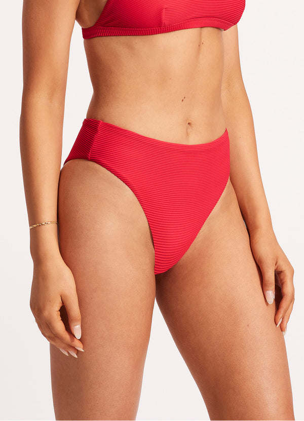 Red high waist cheeky bikini