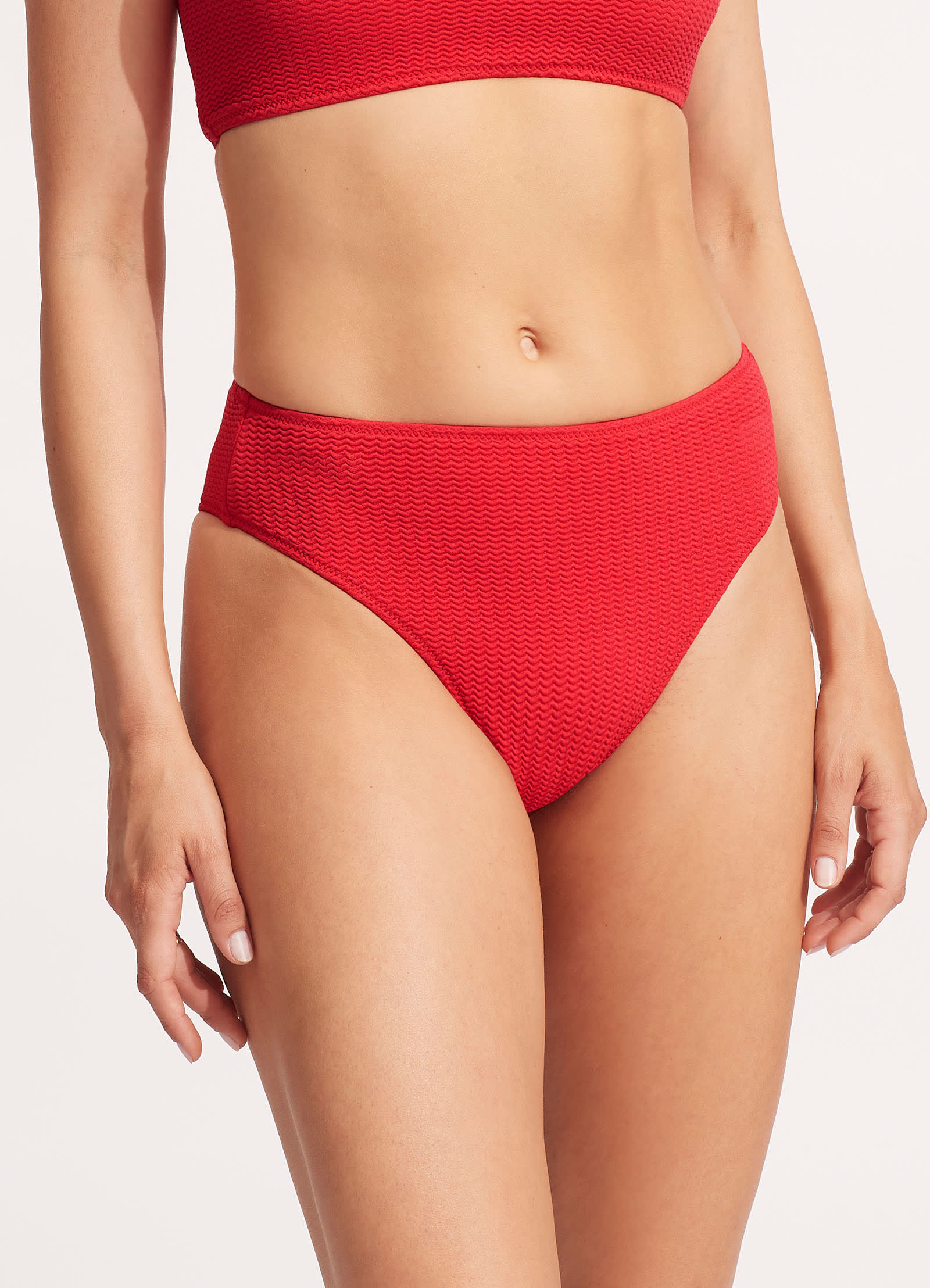 Red high sales rise bikini bottoms