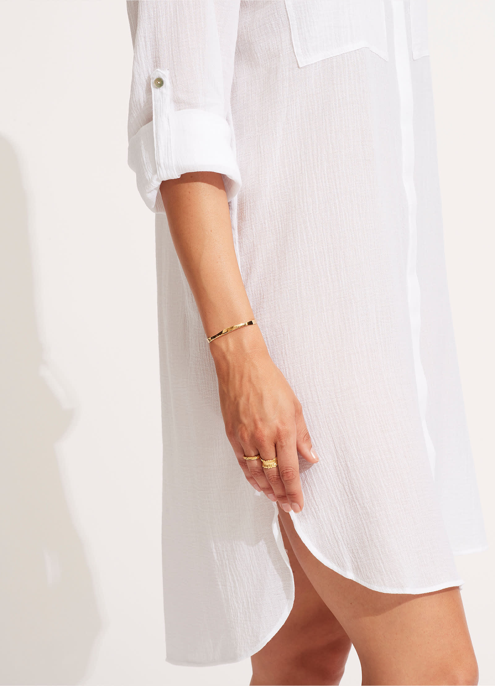 Crinkle Twill Beach Shirt - White – Seafolly US