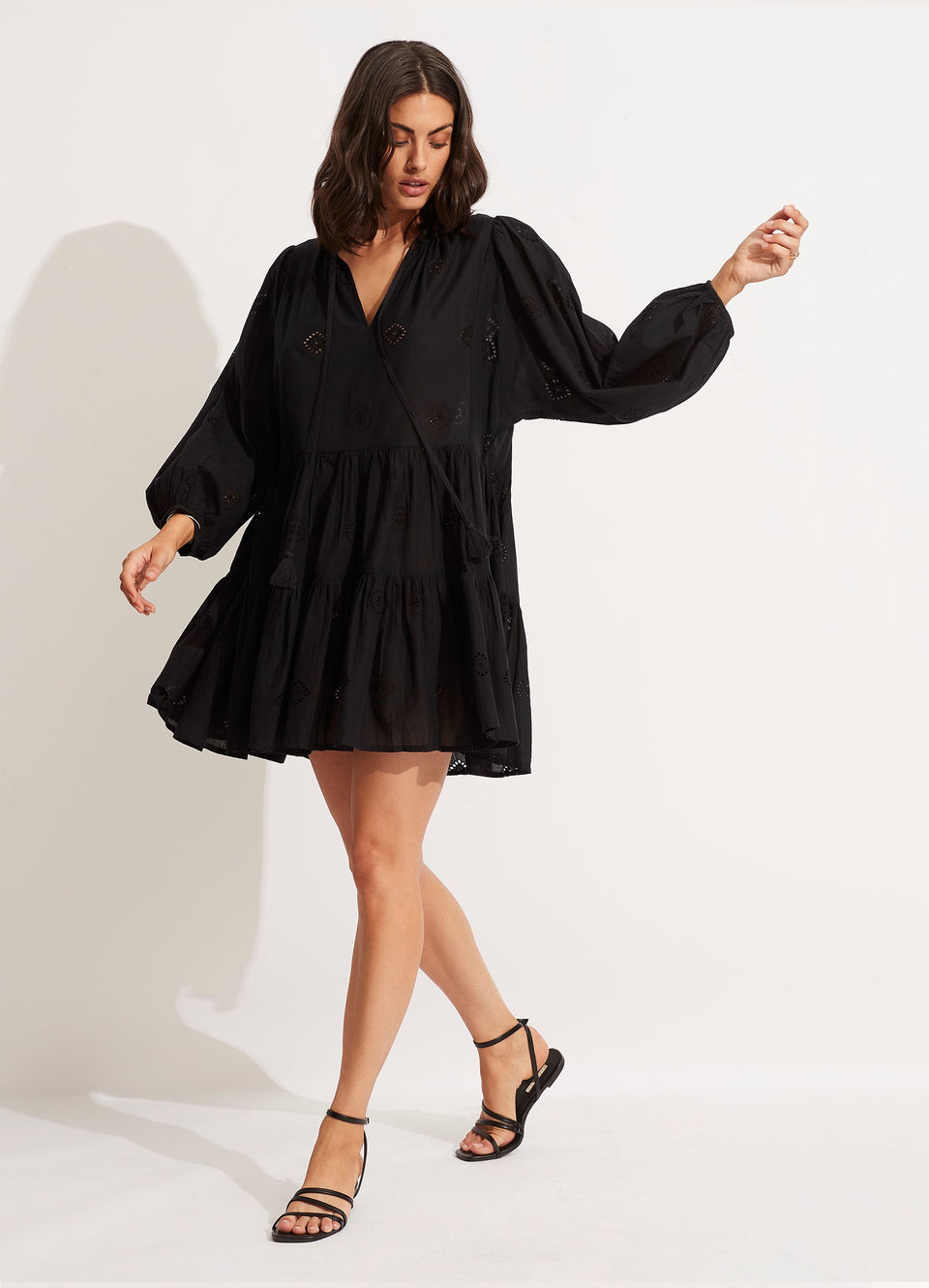 Embroidery Tiered Dress