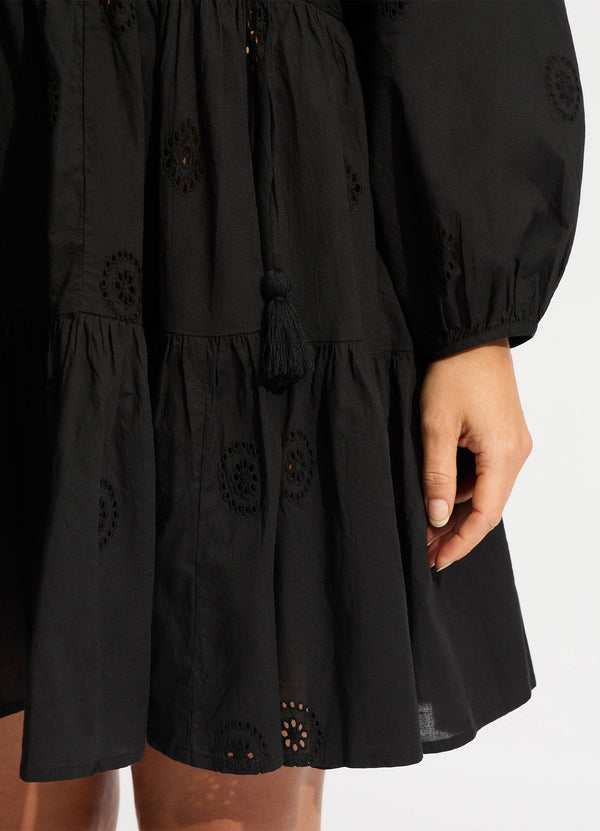 Embroidery Tiered Dress - Black Seafolly US Embroidery Tiered Dress - Black Seafolly US