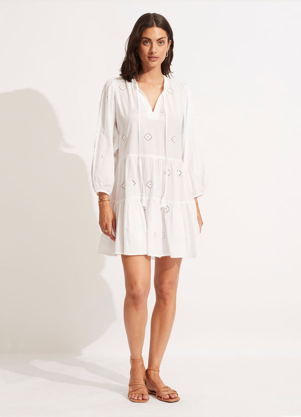 Embroidery Tiered Dress - White Seafolly US Embroidery Tiered Dress - White Seafolly US