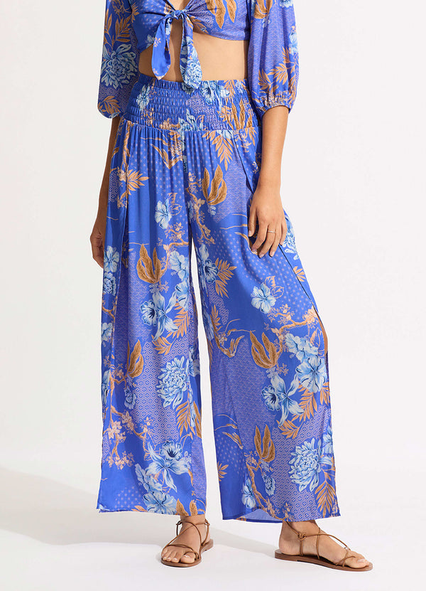 Eden Shirring Pant - Azure