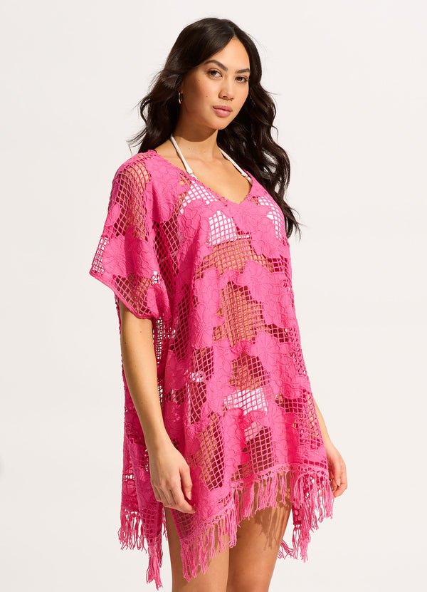 Mesh Kaftan - Fuchsia Rose