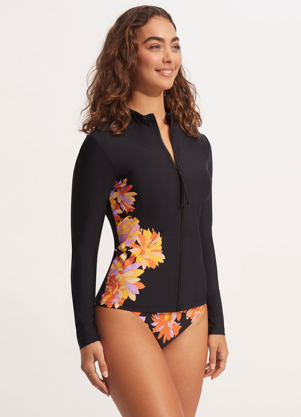 Palm Springs Long Sleeve Sunvest - Black
