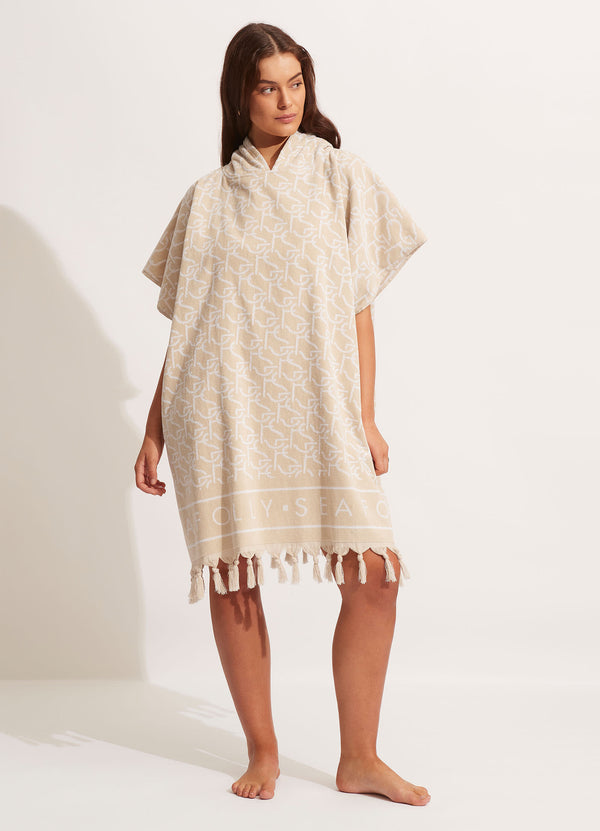 SF Monogram Towel Poncho - Natural