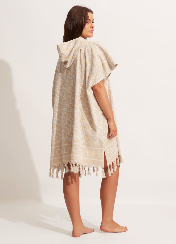 SF Monogram Towel Poncho - Natural