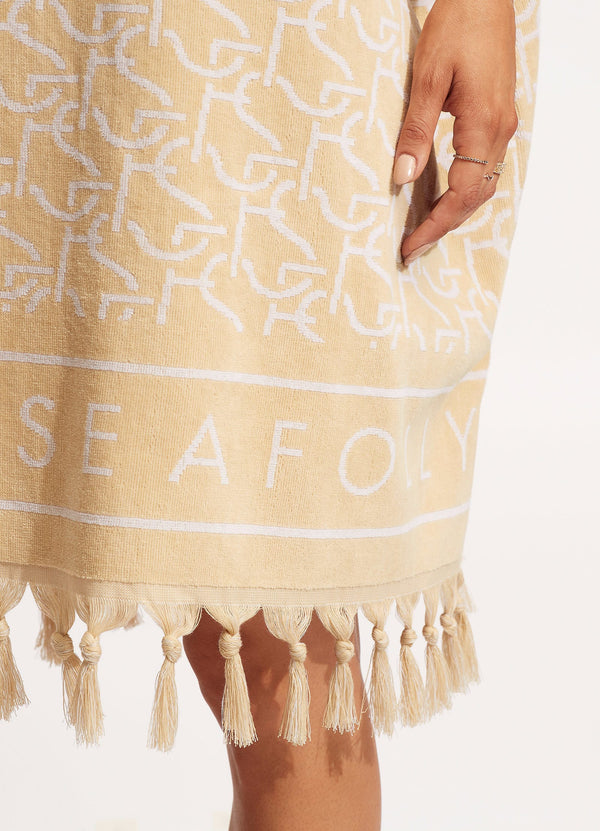 SF Monogram Towel Poncho - Natural