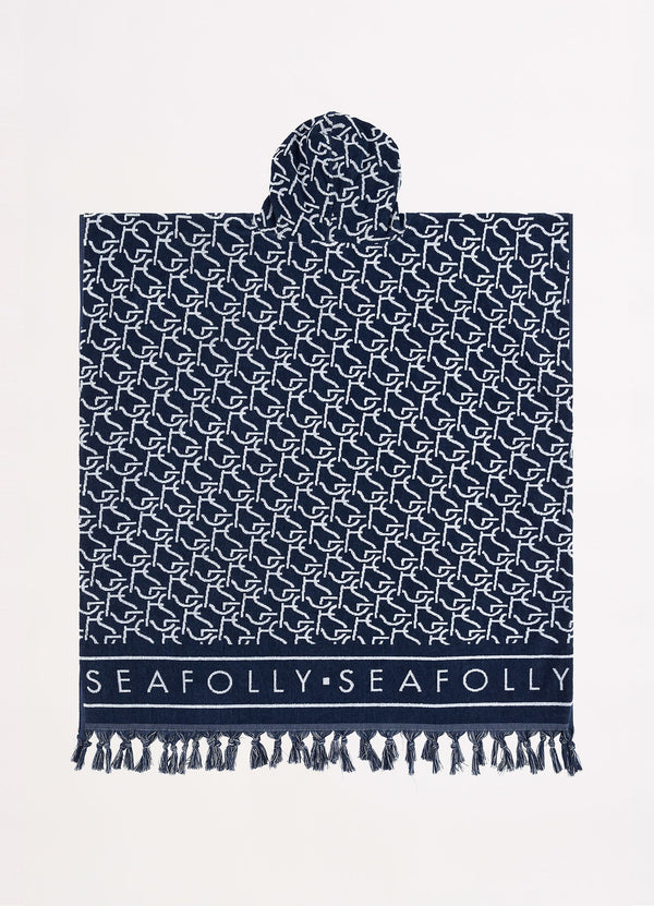SF Monogram Towel Poncho - True Navy