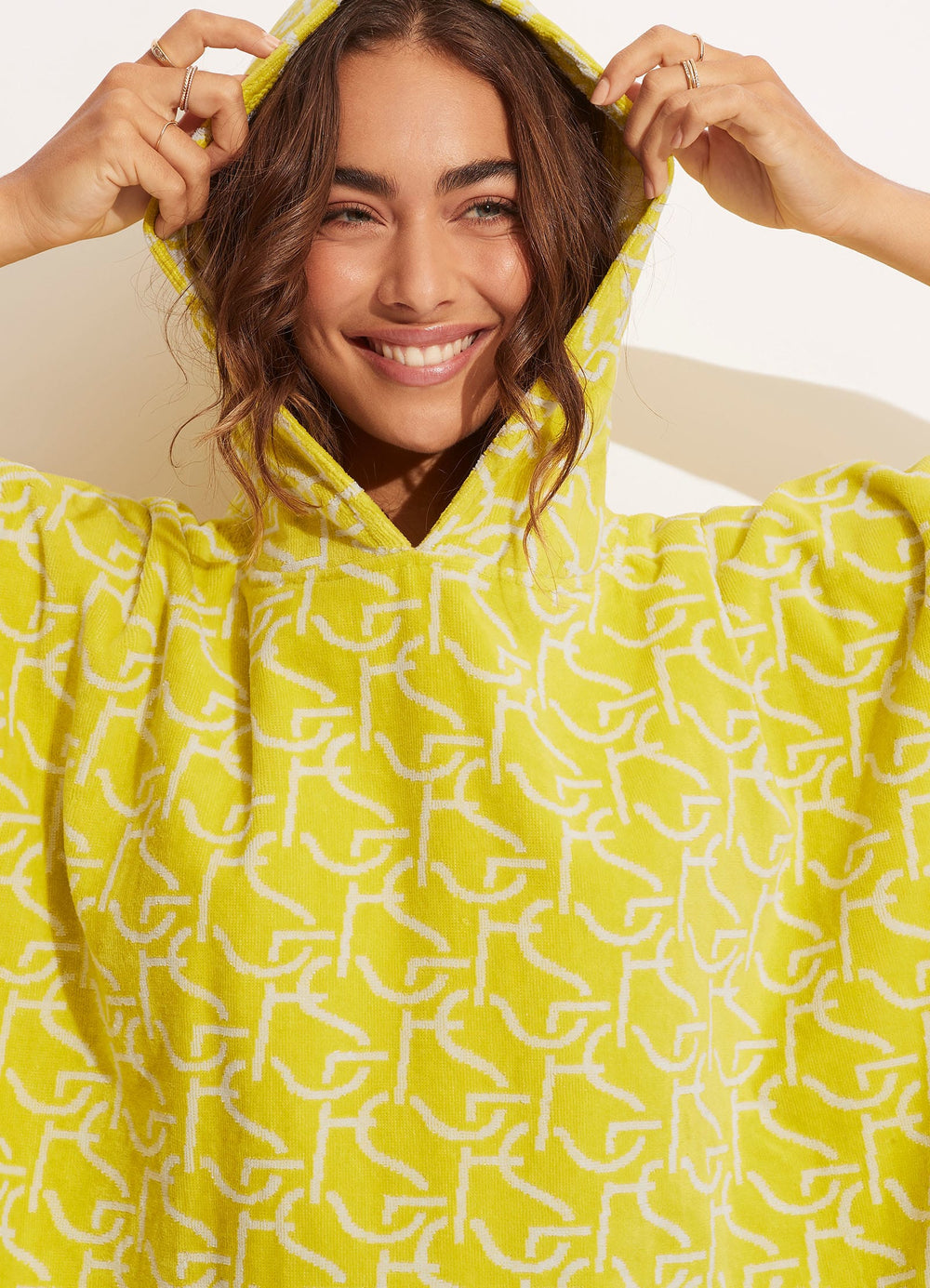 SF Monogram Towel Poncho Wild Lime Seafolly US