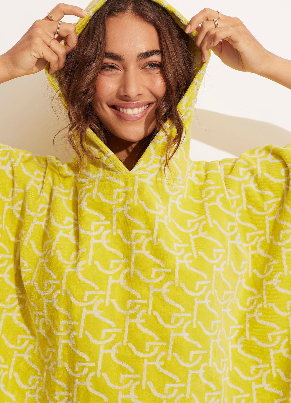 SF Monogram Towel Poncho Wild Lime Seafolly US