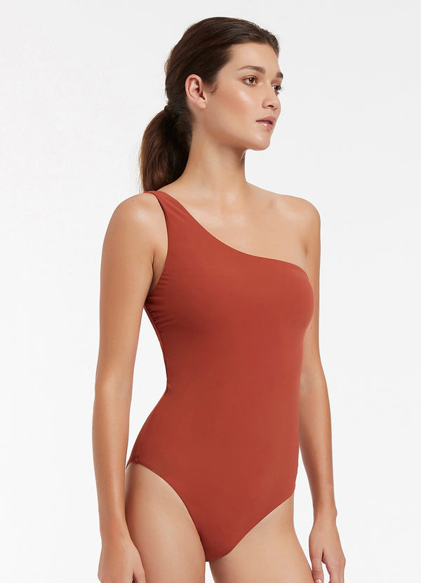 Jetset One Shoulder One Piece - Russet