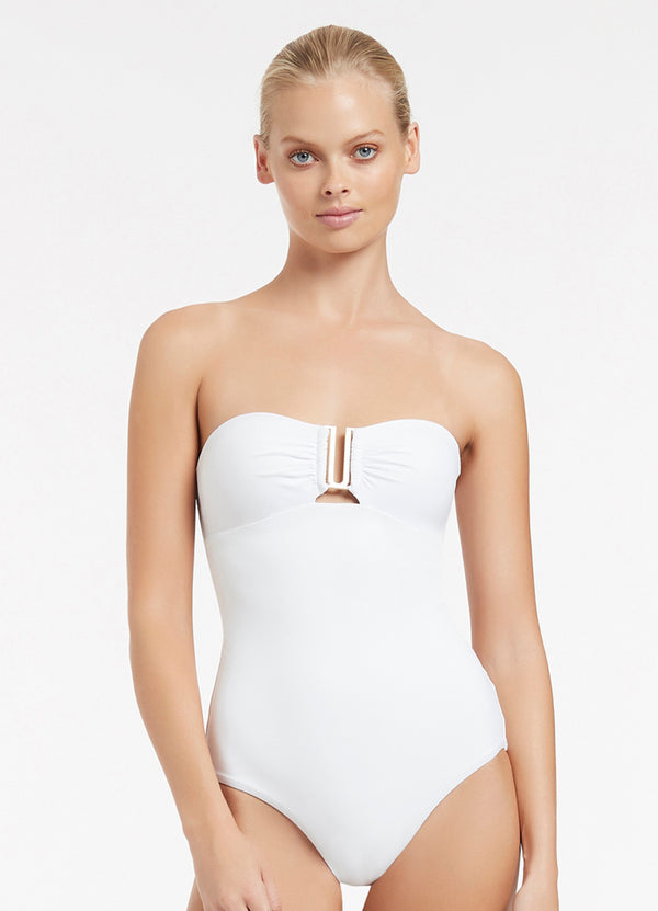 Classic Bandeau One-Piece | Textured White