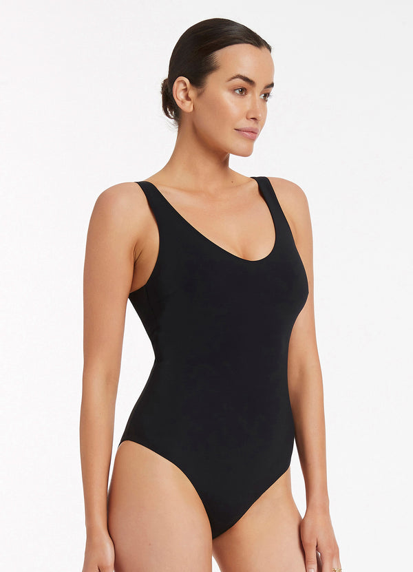 Jetset Scoop Back Plunge One Piece - Black