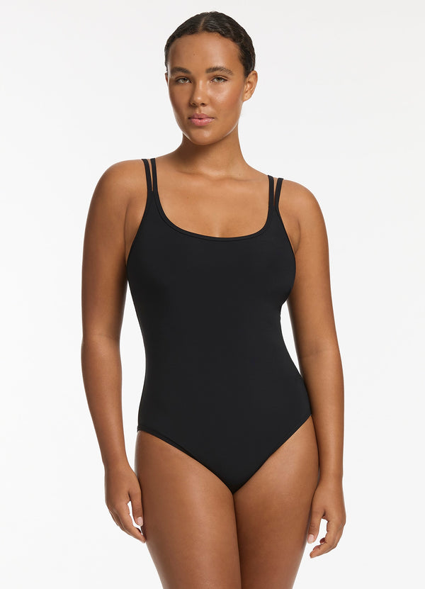 Jetset Double Strap One Piece - Black