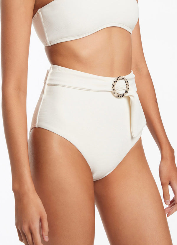 Isla Rib Belted High Waisted Bikini Bottom - Cream – Seafolly US