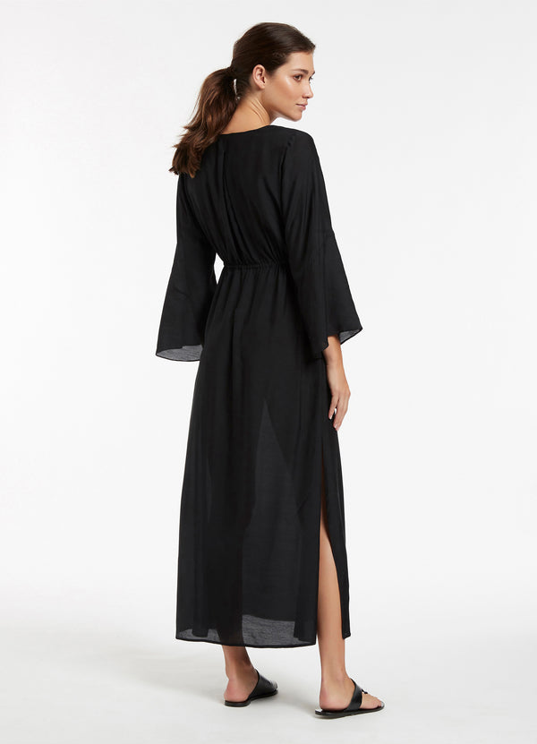 Jetset Maxi Plunge Kaftan - Black