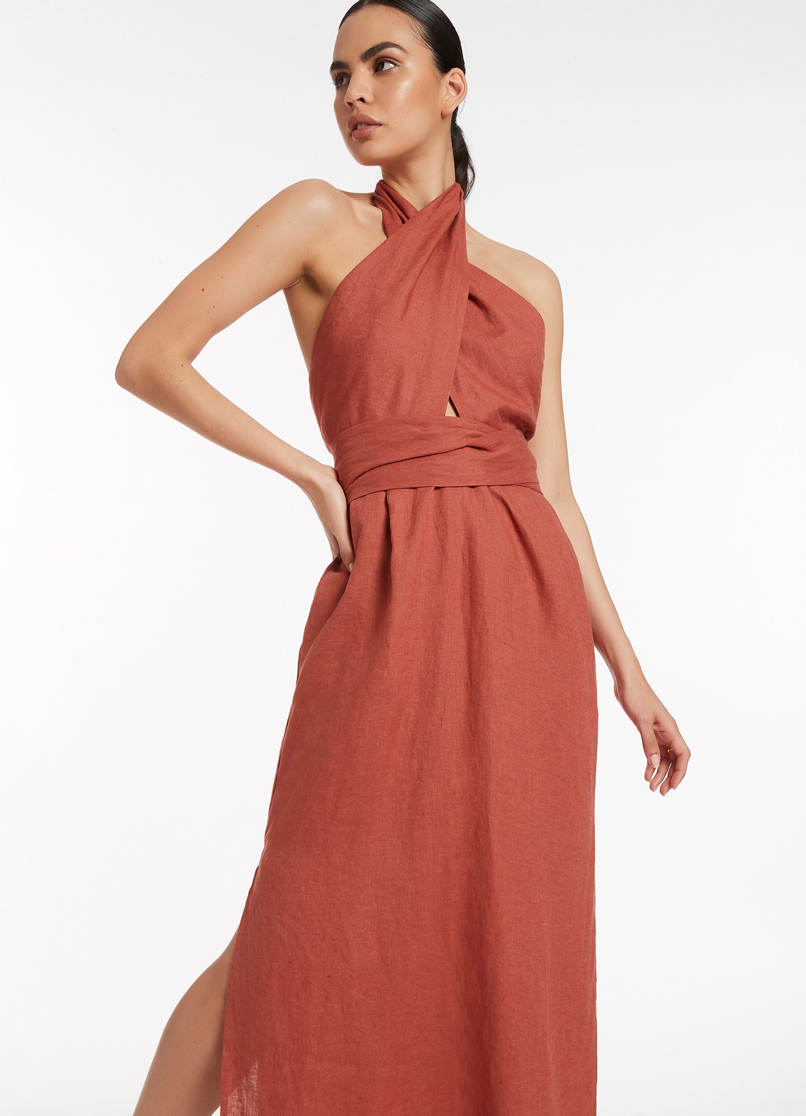 Terracotta wrap fashion dress