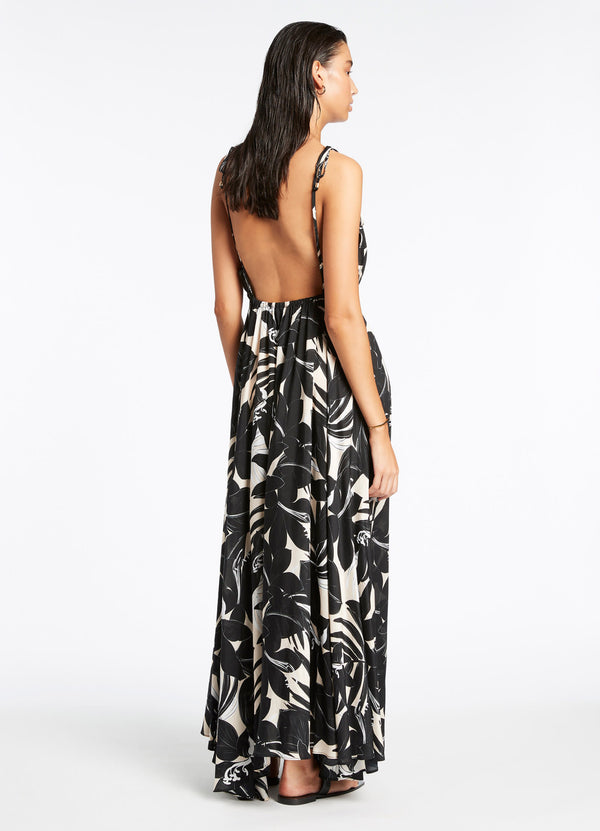 Floreale Backless Maxi Dress - Black Seafolly US Floreale Backless Maxi Dress - Black Seafolly US
