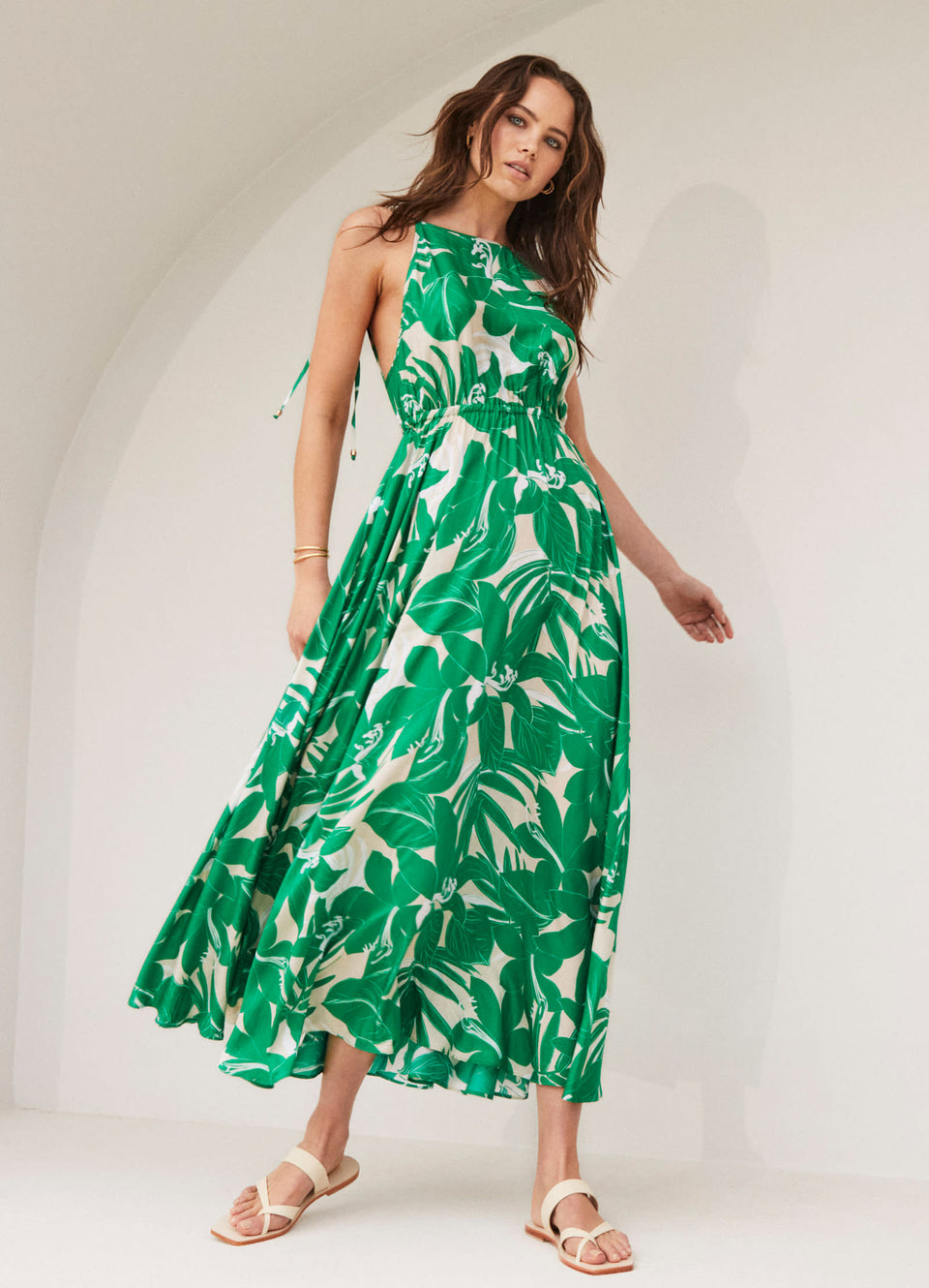 Floreale Backless Maxi Dress Green