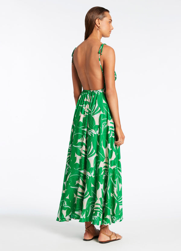 Floreale Backless Maxi Dress - Green Seafolly US Floreale Backless Maxi Dress - Green Seafolly US