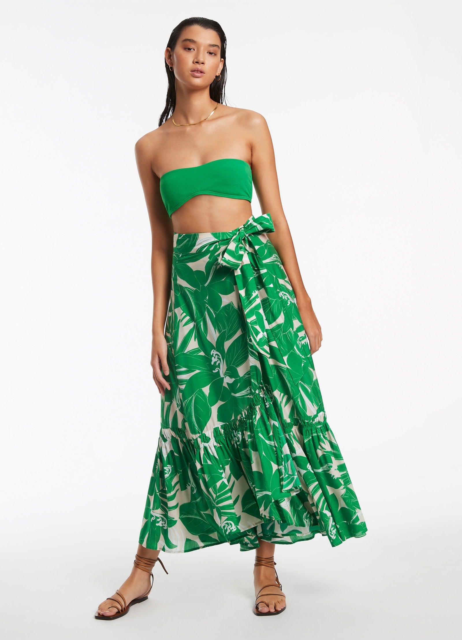 Floreale Ruffle Wrap Skirt Green Seafolly US