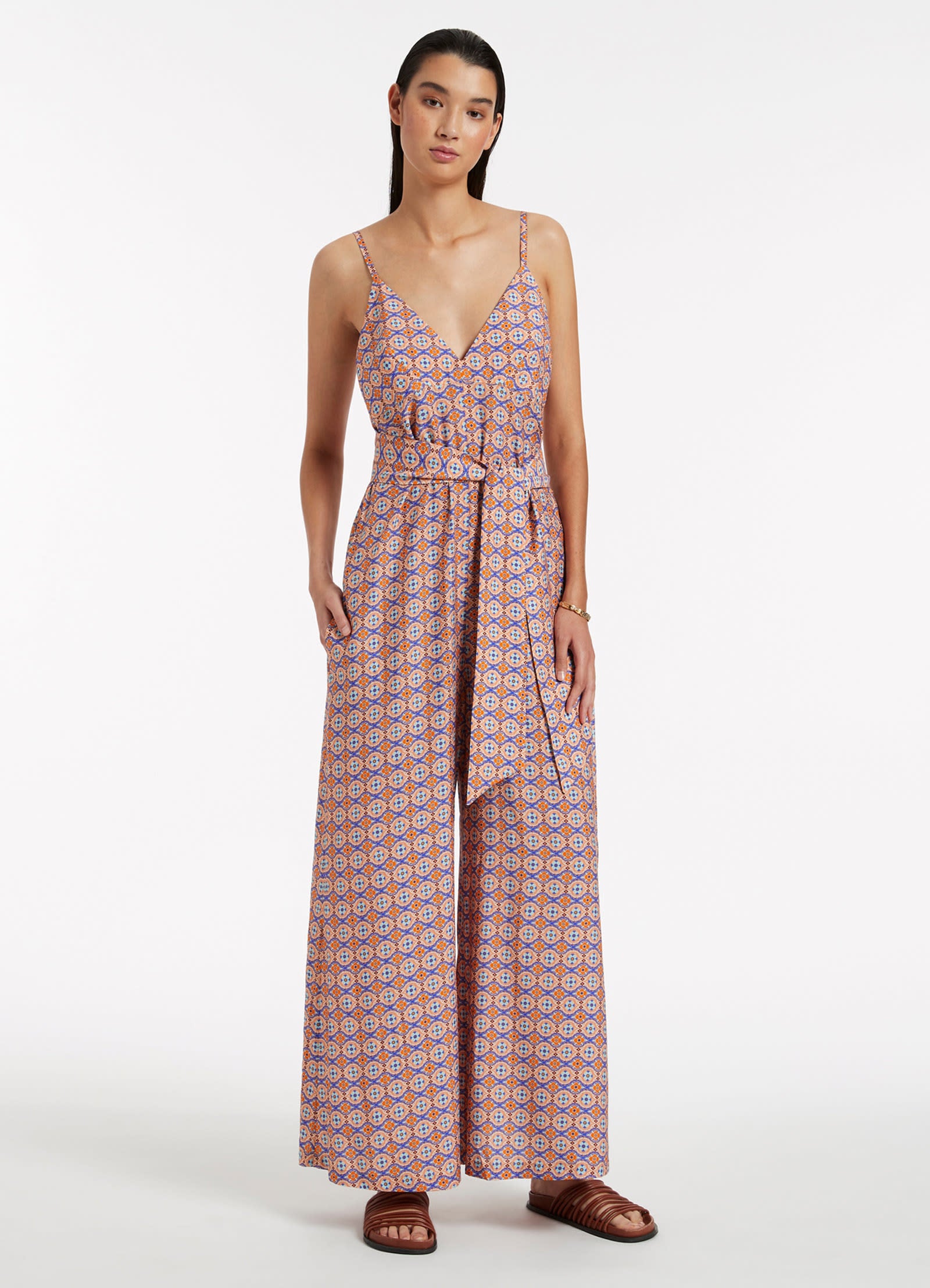 【AAKE】FRILL STRING LONG JP Organic Cotton Melange Crepe Jumpsuit | EILEEN FISHER