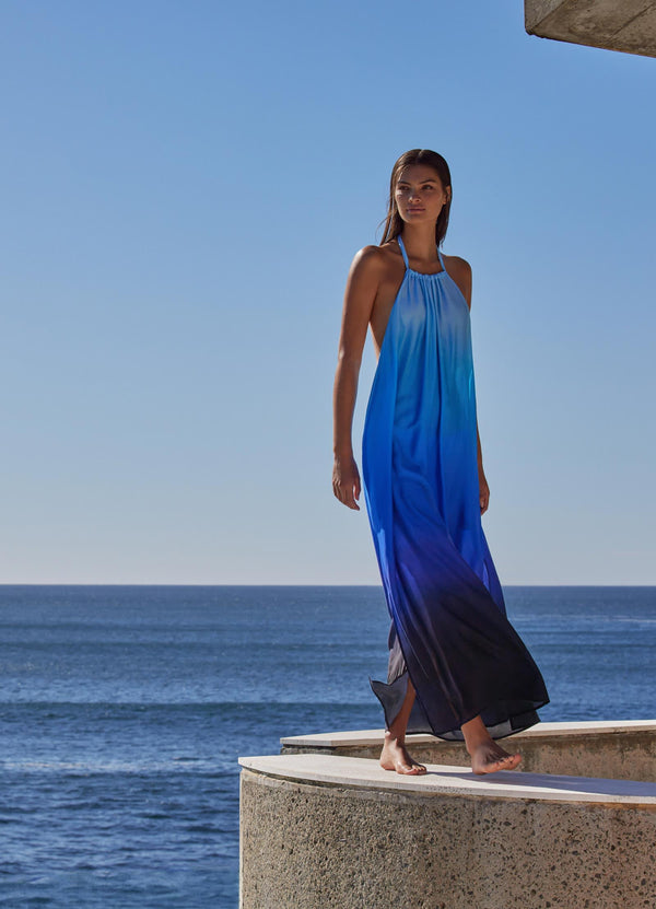 Oia Sunset Halter Maxi Dress
