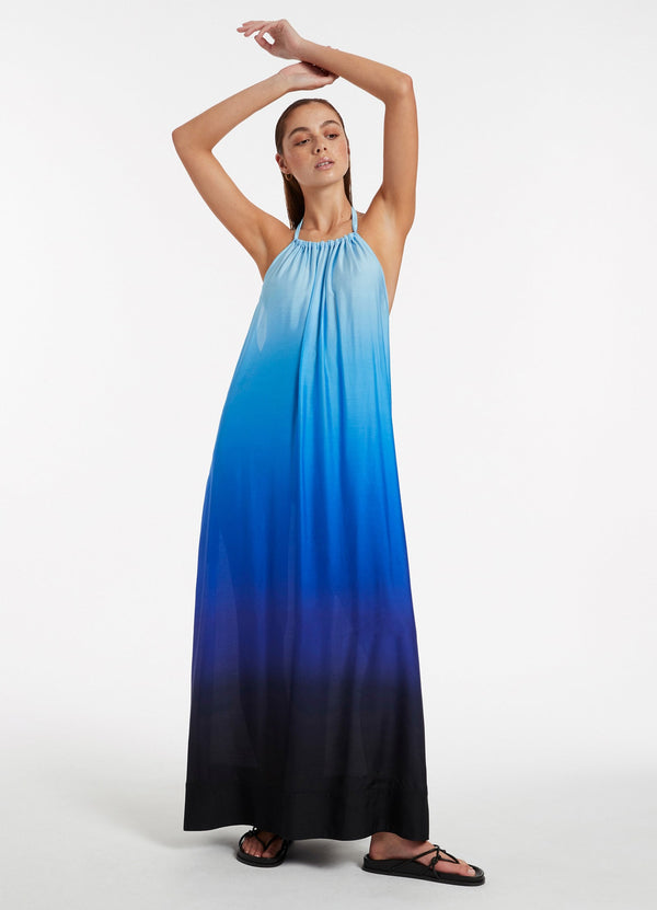Oia Sunset Halter Maxi Dress - Ocean Seafolly US Oia Sunset Halter Maxi Dress - Ocean Seafolly US